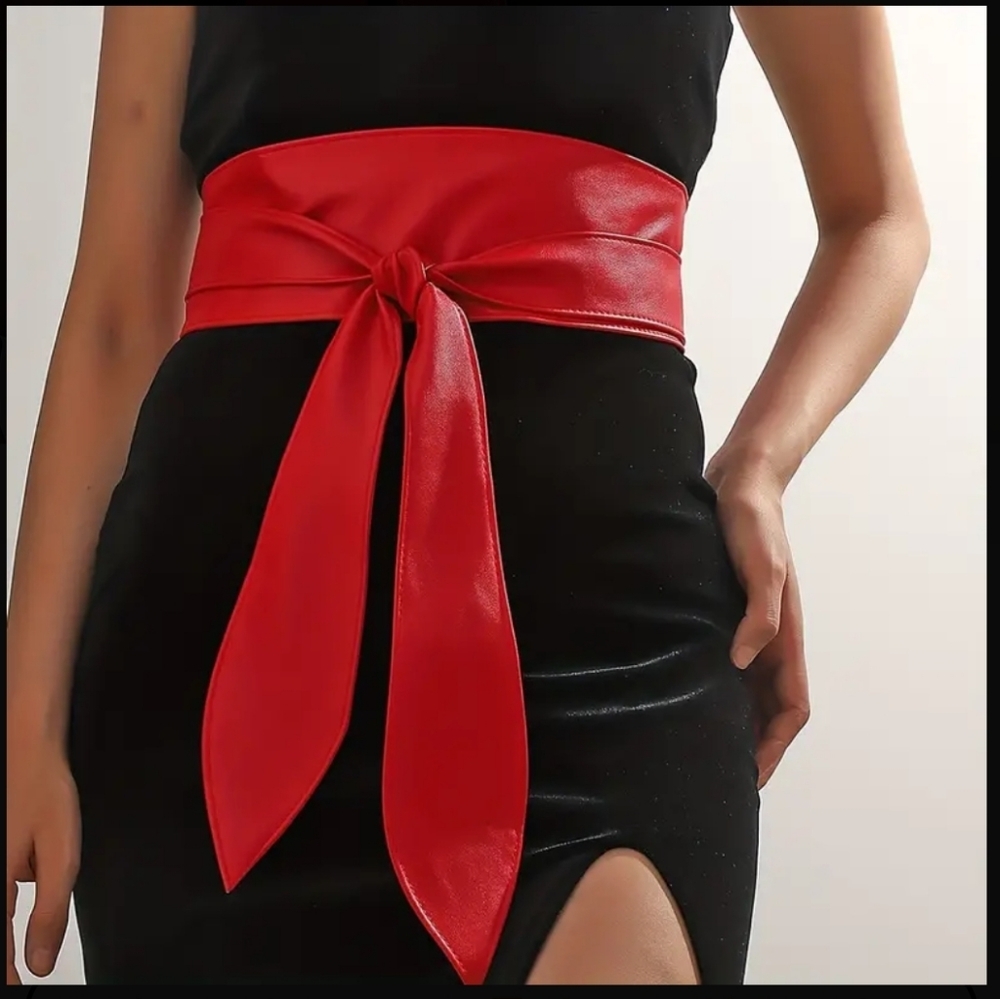2 Pcs Boho Leather Waistband/ Wide Bowknot Belt
